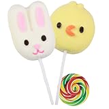 Easter Marshmallow Pops, Sugar Coated Chick and Bunny Soft Lollipops, 2 Pack, 1.05 Ounces