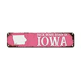 Bomehhjuli Tin Sign Back Home Again in Iowa Aluminum Sign Iowa State Metal Wall Art City Souvenir Easy to Mount Vintage Poster Plaque Decor for Home Bar Pub Garage Kitchen Decor 18x4in