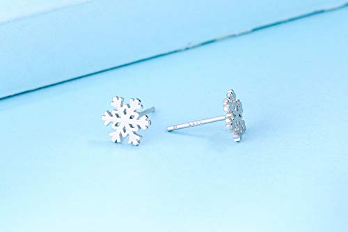 Hypoallergenic 925 Sterling Silver Cute Small Tiny Snowflake Stud Earrings For Women Girls Sensitive Ear Cz Studs Chrismas Gifts #TOP2