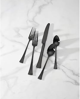 Lenox Portola Satin Black Piece Flatware Set, 20 Count, Metallic