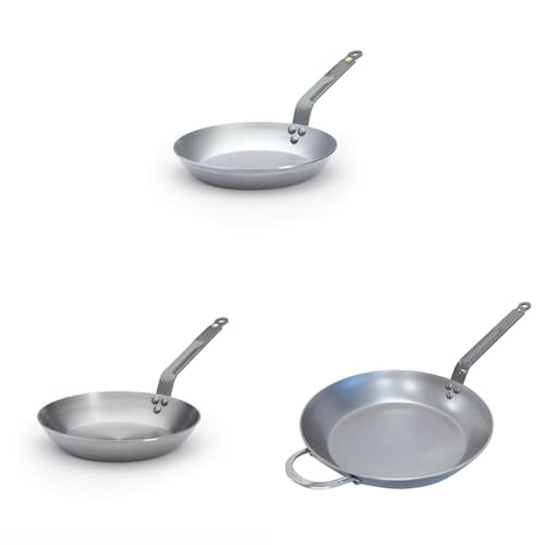 DE BUYER - Lot de 3 Poêle en tôle d'acier Mineral B - 24, 26 et 3...