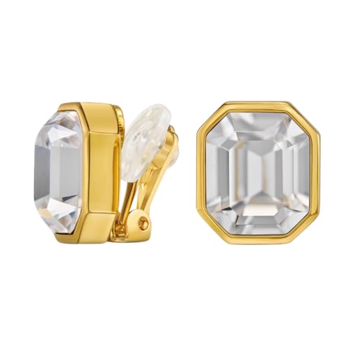 Boucles d'oreilles à clip plaqué or femme cristal rectangle 157784