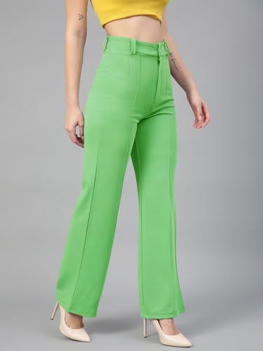Image of KOTTY Women's Regular Fit High Rise Solid Trousers