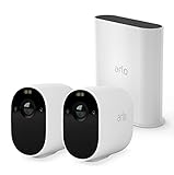 Arlo Essential Spotlight Überwachungskamera aussen mit SmartHub Bundle, 2er Set, KOSTENLOSER...