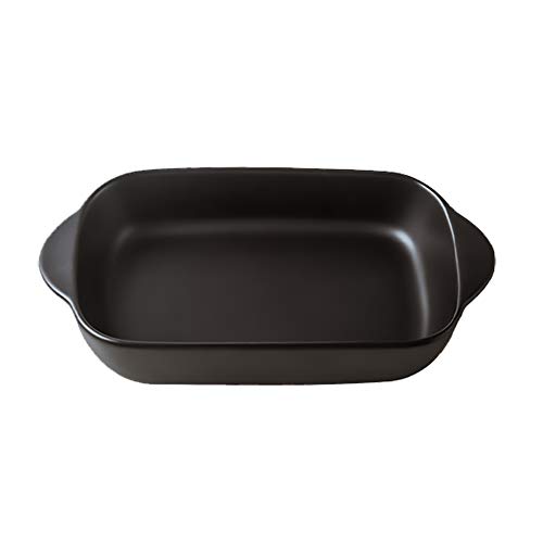 HCHLQLZ Negro Cerámica Bandejas Horno Rectangular para Horno y microondas. Aptas para Nevera y Congelador Cover