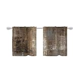 Shrahala Brown Grey Abstract Art Tier Curtains for Kitchen Windows, Brown Art Abstract Acrylic Paint