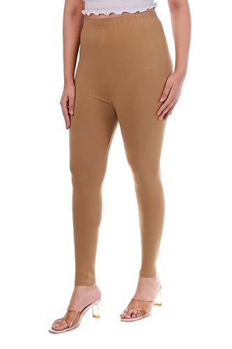 Image of TPF Women Solid Cotton Lycra Stretchable Leggings | Comfortable Ankle-Length Slim Fit Leggings for Women & Girls | Soft, Breathable Wear Bottoms