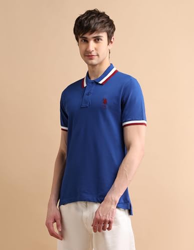Image of U.S. Polo ASSN. Solid Slim Fit Polo T Shirts for Men - 100% Cotton, Half Sleeves Mens Tshirt