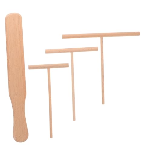 VERDANVERSE 4Piezas Espátulas de Madera Crepes de Masa y Pan Herramienta Multifuncional Voltear y Extender Duradero Limpiar