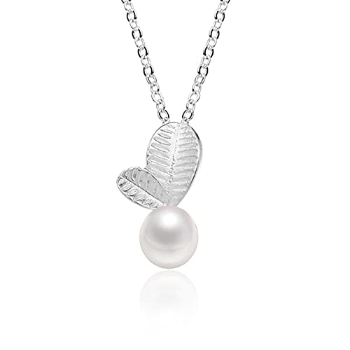 Collier pour femme ras du cou en argent avec pendentif perle de feuille de bourgeon