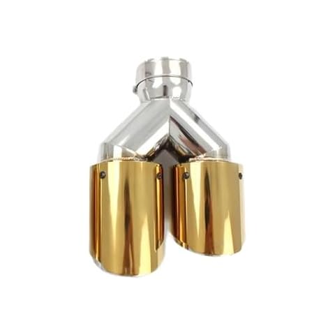 LUOKFUKK Universal Car Modify Glossy Muffler Y Shape Double Exit Exhaust Tip Nozzle Decoration Gold Two-tier Stainless (Color : In63-101 right) Cover