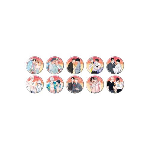 "Social Couples Summer Vacation" BL Fair 04 Blind [All 10 Types] [Drawn Illustration] Box of 10 Tin Badges
