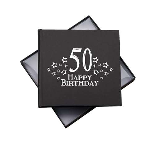 Image of 50th Birthday Photo Album, Black Star Design, 18.5 x 19.5 cm, 50 4"x6" Photos