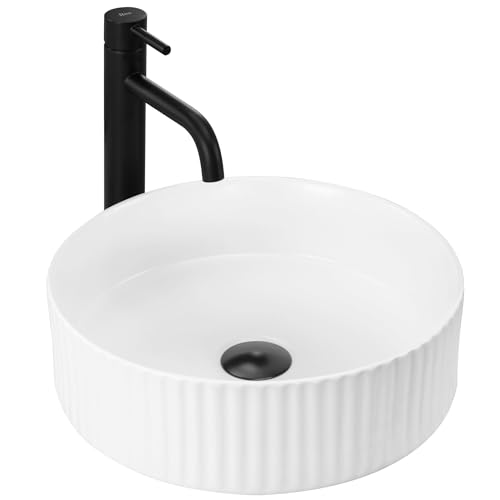Rea Vasque à poser Lavabo de salle de bain 360 x 360 x 110 mm en céramique (Blanc)