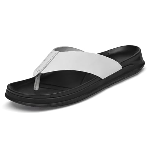 Mens Leather Slide Sandal Indoor Outdoor Beach Flip Flop Casual Thong Slip On Athletic Sandals