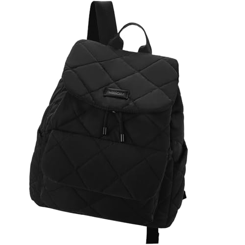 Image of VASCHY Backpack Womens, Lightweight Puffer Ladies Rucksack Quilted Flap Drawstring Backpack for Gym/Work/Travel/Hiking/Diaper Black