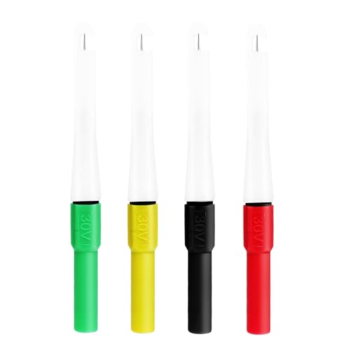 Image of 4Pcs Piercing Clip Test Probe, 0.7mm Test Probe Pins, Non-Destructive Insulation Wire Piercing Needle, Piercing Probes Set for Banana Socket Plug Car Tester
