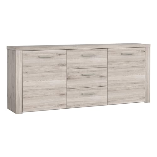 Forte Portland Kommode - 2 Türen und 3 Schubladen, Holzwerkstoff, Sandeiche