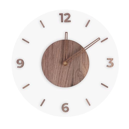 掛け時計 電波時計 静音 おしゃれ シンプル 直径30cm 木目調 北欧 壁掛け 部屋飾り キチン (A)