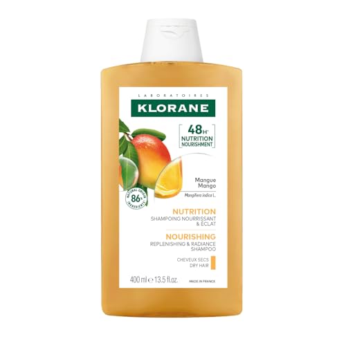 Klorane Nourishing Mango Butter Shampoo – For Dry Hair – Biodegradable** Formula – Sulphate Free – Vegan* – 1x 400 ml Bottle
