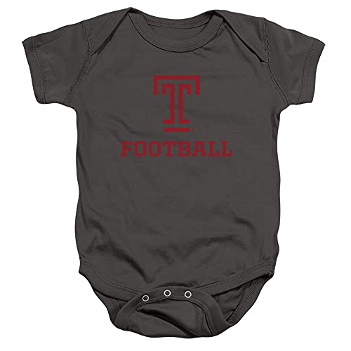 Temple University Official Football Helmet Unisex Infant Snap Suit for Baby,Charcoal, 24 Months