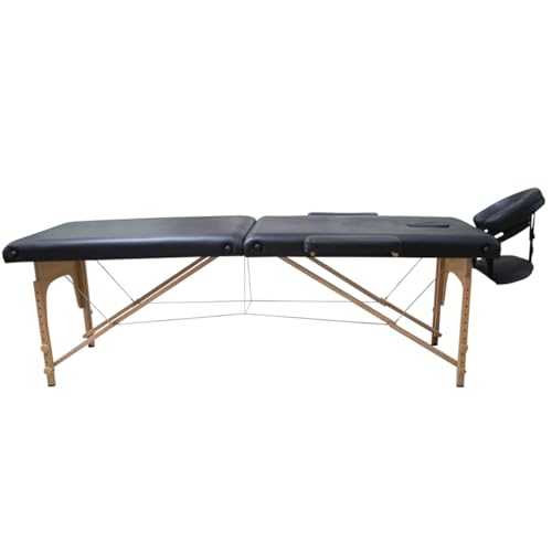 Maca Dobrável Madeira 250kg Estética Massagem Portátil Cor Preto - Gold - Modelo Luxo 1,80x70cm