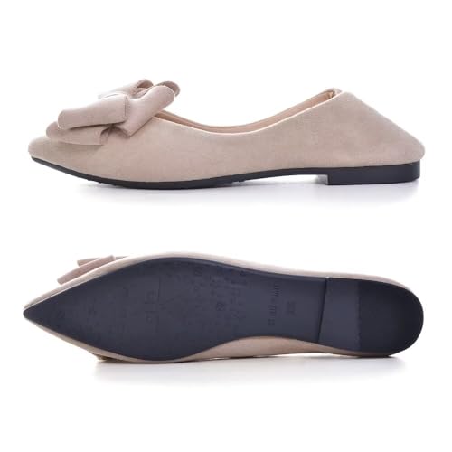 Image of TN TANGNEST Women Fashion Bowknot Flats Comfort Pointed Toe Dress Shoes