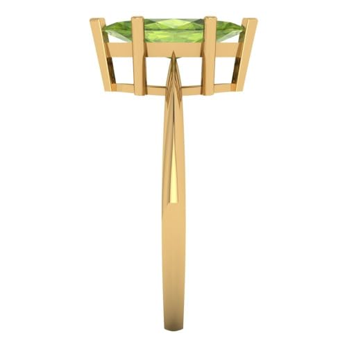 Clara Pucci 1.5 tcw Marquise Cut Engagement Ring for Women, 14K Solid Gold, Yellow Gold, Solitaire Natural Peridot Bridal Anniversary Promise Ring3