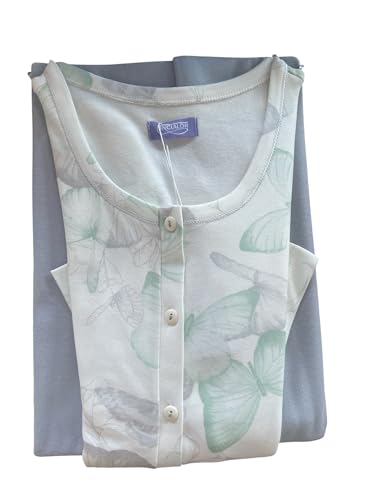 Linclalor PIGIAMA PANTALONE E MANICA LUNGA SERAFINO INTERLOCK STAMPATO 100% COTONE ART.92240 (PANNA-ARGENTO, 46)