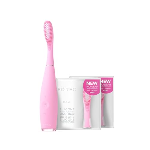 FOREO Total Oral Care ISSA 3 Set - Brosse à dents électrique silicone ultra-hygiénique + 2 têtes...