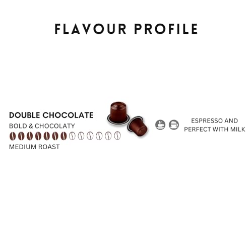 Image of Caramelly Double Chocolate Flavoured Nespresso Compatible Coffee Capsules, 30 Pods, Intensity - 7 | Medium Roast | Aluminium Coffee Pods | 100% Arabica