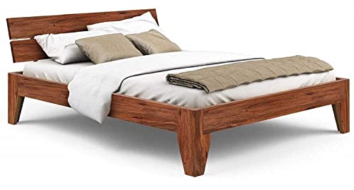Image of Solid Sheesham Wood Spiky Queen Size Bed for Bed Room Living Room Palang Double Bed Without Storage Wooden Bedroom Furniture (Sheesham, Natural Finish)