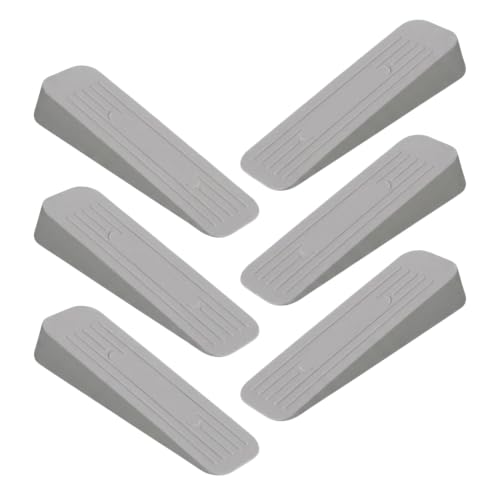 Image of Rubber Door Stopper Wedge, Heavy Duty Anti-Slip Door Holder & Blocker with Strong Grip for Tiles, Marble, Wood, Carpet & Cement Floors | Home, Office, School & Warehouse Use (Grey, Pack of 6)