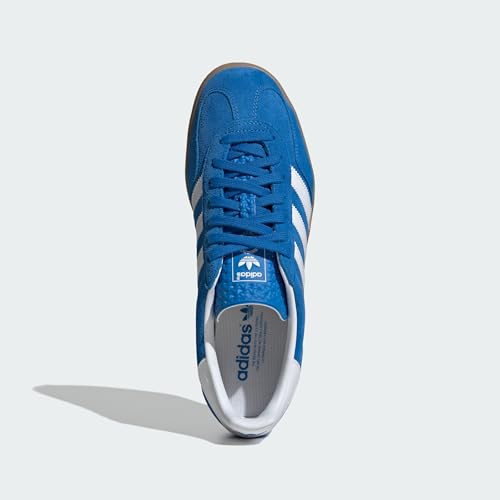 Image of adidas Gazelle Indoor Men's Shoes, Blue Bird /Cloud White /Gum, Size 7.5