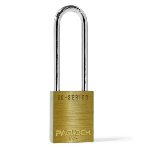 Image of PACLOCK's SR-90A Padlock, 3 inch Tall Hardened Steel Shackle, High Performance 6-Pin Cylinder, Keyed Differently w / 2 Keys, Yellow