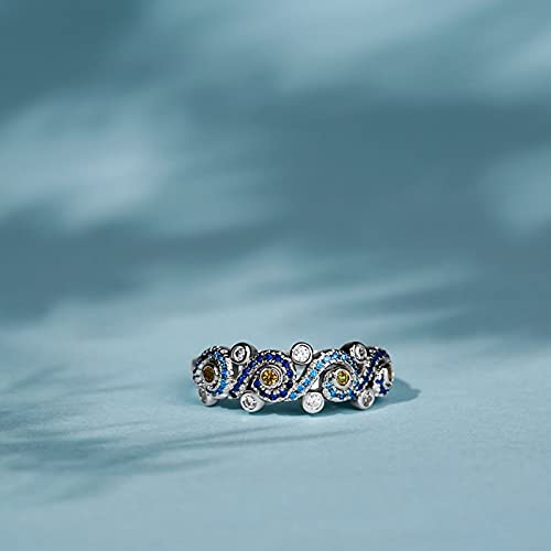 Jeulia Promise Engagement Ring The Starry Night Round Cut cz Sterling Silver Diamond Fashion Anniversary Wedding Bridal Ring Set for Her Valentine's Day Gift with Jewelry Box4