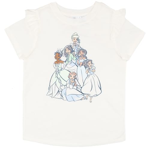 Image of Disney Princess, Minnie Mouse, Lilo & Stitch Girls Short Sleeve Ruffle T-Shirt & Leggings Set, 2-Piece Bundle for Kids