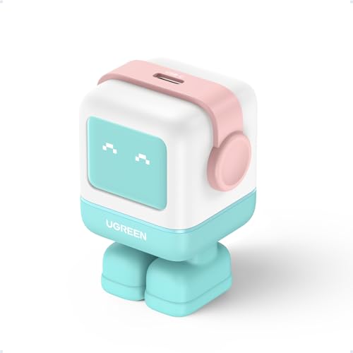 UGREEN Uno 30W USB C Charger Block, Compact Nexode Robot GaN Fast Charger for iPhone 16/15/14, Galaxy S25/S24/S23, Pixel 9/8/7, MacBook Air, iPad Pro (Pink Blue)