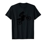 Dirt Bike Motorcycle Wheelie, Black Hidden Design Silhouette T-Shirt