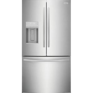 FRIGIDAIRE FRFS2823AS 36” Freestanding French Door Refrigerator 27.8 ft. Capacity, 4 Glass Shelves, 9 cu. ft. Freezer Capacity, External Water Dispenser, Ice Maker, Water Filter in Stainless Steel