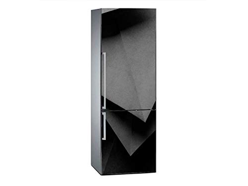 Stickers Fridge Wrap Cover for Vinyl Black Triangle Landscape Imitation 185x70cm | Strong Adhesive and Easy Application | Decorative Adhesive Sticker with Smart Design