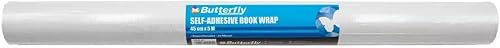 Butterfly Plastic Self Adhesive Book Wrap Roll, 5 Meter Length x 450 mm Width x 70 µm Thick, Clear