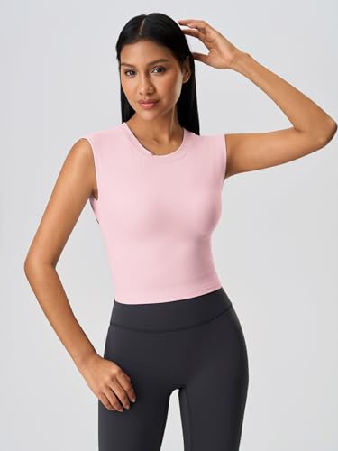 Image of ABOCIW Women Twist Back Workout Top with Built in Bra Cap Sleeve Pilates Yoga Crop Top Athletic Gym Shirt