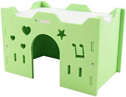 Animal Cages Hamster House Star Heart Design Cage Hideout Small Animal for(Light Green)