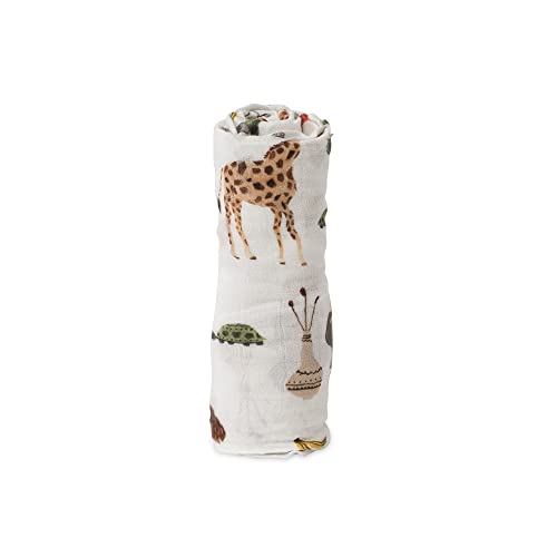 Image of Little Unicorn - SafariSocial Deluxe Swaddle | Single | 100% Rayon Muslin from Bamboo | Super Soft | Newborns and Infants | Large 47 inch x 47 inch | Machine Washable