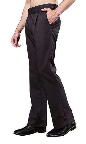 Image of Gurkha Pants for Men | Trouser for Men | Formal Pant | Classic Button | Bell Button High Waist Pleated Casual Trousers | Flared Leg Pants for Office Smart Casual Travel Party