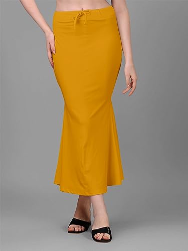 Image of Women's Saree Shapewear Petticoat, Cotton Blend Stretchable Mermaid Skirt, High Waist Tummy Control, Smooth Curve Fit with Adjustable Drawstring