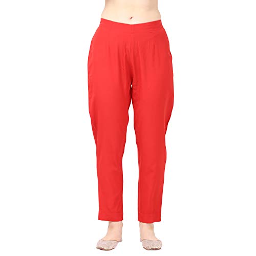 Image of NAINVISH Women Red Crepe Straight Kurti with Pant Set (SD032)