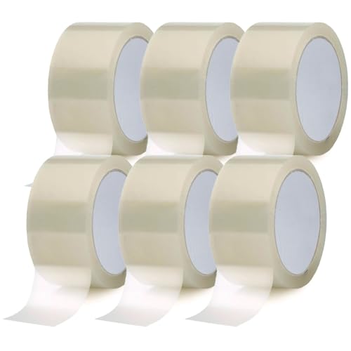 Buy Safe - Nastro Adesivo Trasparente per Imballaggio, Aderenza Immediata e Duratura, Nastro Imballaggio Resistente e Silenzioso per Spedizioni e Trasloco, Confezione da 6 Rotoli, 50mm x 66m