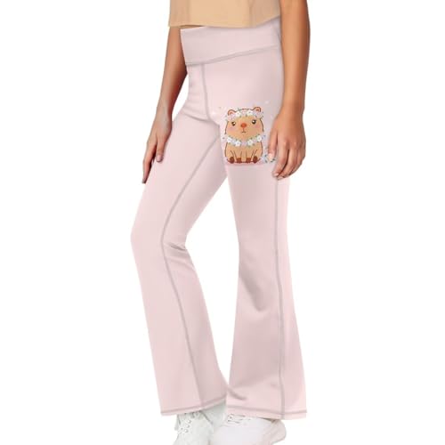 Image of Girls Flare Leggings 5-14T Cute Bell Bottoms for Girl Yoga Pants for Gym